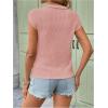 imageMakeMeChic Womens Waffle Knit Tops Summer Cap Sleeve V Neck Button Pocket Casual Tee ShirtPink