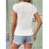 imageMakeMeChic Womens Waffle Knit Tops Summer Cap Sleeve V Neck Button Pocket Casual Tee ShirtWhite