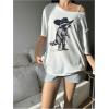 imageMakeMeChic Womens Y2k Graphic Tee Off The Shoulder Short Sleeve Oversized T Shirt Top