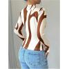 imageMakeMeChic Womens Zebra Striped Print Mock Neck Long Sleeve Slim Fit Tee Shirt TopsBrown and Beige