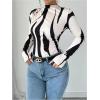 imageMakeMeChic Womens Zebra Striped Print Mock Neck Long Sleeve Slim Fit Tee Shirt TopsMulticolor
