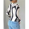imageMakeMeChic Womens Zebra Striped Print Mock Neck Long Sleeve Slim Fit Tee Shirt TopsMulticolor