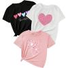 imageMakeMeChic Womens 3 Pack Graphic Print Crop Tops Crew Neck Short Sleeve Tee Shirt Cute T ShirtsBlack White