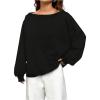 imageMakeMeChic Womens Off The Shoulder Sweatshirt Tops Long Sleeve Oversized SweatshirtsBlack