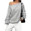 imageMakeMeChic Womens Off The Shoulder Sweatshirt Tops Long Sleeve Oversized SweatshirtsLight Grey