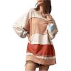 imageMakeMeChic Womens Patchwork Color Block Sweatshirt Round Neck Long Sleeve Slit Hem Pullover Tops Multicolor XSmall
