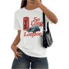 imageMakeMeChic Womens So Long London Shirt Graphic Print T Shirt Short Sleeve Round Neck Drop Shoulder Tee Tops White XSmall
