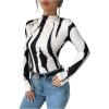 imageMakeMeChic Womens Zebra Striped Print Mock Neck Long Sleeve Slim Fit Tee Shirt TopsMulticolor