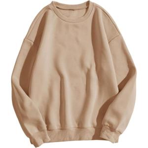 imageMakeMeChic Womens Casual Long Sleeve Crew Neck Oversized Sweatshirt Pullover TopsKhaki