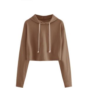 imageMakeMeChic Womens Cropped Hoodie Casual Workout Crop Sweatshirt Tops