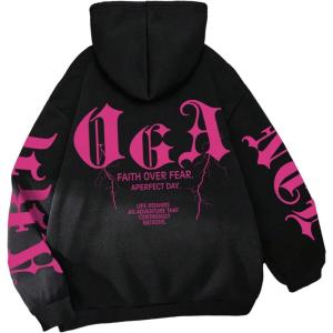 imageMakeMeChic Womens Graphic Sweatshirts Letter Hoodies Pullover Y2K Long Sleeve Fall ClothesBlack