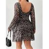 imageMakeMeChic Womens Plus Size Cocktail Dress Fall Leopard Print Dress Party Bell Sleeve Y2K Backless Going Out Mini DressesMulticolor