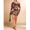 imageMakeMeChic Womens Plus Size Fall Mini Dresses 2025 Mesh Ruched Bodycon One Shoulder DressesMulticolor