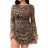 imageMakeMeChic Womens Plus Size Cocktail Dress Fall Leopard Print Dress Party Bell Sleeve Y2K Backless Going Out Mini DressesMulticolor B