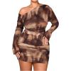 imageMakeMeChic Womens Plus Size Fall Mini Dresses 2025 Mesh Ruched Bodycon One Shoulder DressesMulticolor