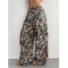 imageMakeMeChic Womens Camo Elastic Waist Drawstring Sweatpants Wide Leg Baggy Y2K PantsArmy Green