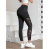 imageMakeMeChic Womens Cut Out Sexy Leggings Criss Cross Skinny Pants Party ClubwearBlack Sheer Mesh