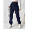 imageMakeMeChic Womens Elastic Waisted Plain Sweatpants Tapered Athletic Jogger PantsBlue