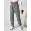 imageMakeMeChic Womens Elastic Waisted Plain Sweatpants Tapered Athletic Jogger PantsDark Grey