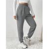 imageMakeMeChic Womens Elastic Waisted Plain Sweatpants Tapered Athletic Jogger PantsDark Grey