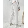 imageMakeMeChic Womens Elastic Waisted Plain Sweatpants Tapered Athletic Jogger PantsGrey