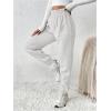 imageMakeMeChic Womens Elastic Waisted Plain Sweatpants Tapered Athletic Jogger PantsGrey