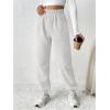 imageMakeMeChic Womens Elastic Waisted Plain Sweatpants Tapered Athletic Jogger PantsGrey