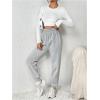 imageMakeMeChic Womens Elastic Waisted Plain Sweatpants Tapered Athletic Jogger PantsLight Grey