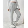 imageMakeMeChic Womens Elastic Waisted Plain Sweatpants Tapered Athletic Jogger PantsLight Grey