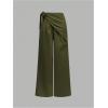 imageMakeMeChic Womens Fall Pants Wrap Tie Side Ruched Straight Leg Elegant TrousersArmy Green