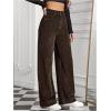 imageMakeMeChic Womens High Waisted Casual Winter Trousers Straight Leg Corduroy Pants with PocketsChocolate Brown