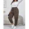 imageMakeMeChic Womens Plus Size Leopard Print Carrot Trousers Elastic Waist Drawstring Jogger PantsMulticolor