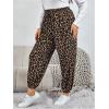 imageMakeMeChic Womens Plus Size Leopard Print Carrot Trousers Elastic Waist Drawstring Jogger PantsMulticolor
