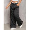 imageMakeMeChic Womens Striped Pants Wide Leg Straight Suit Trousers with PocketBlack and White