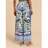 imageMakeMeChic Womens Tropical Boho Print Wide Leg Palazzo Pants High Waist Drawstring Baggy TrousersMulticolor