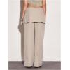 imageMakeMeChic Womens Wide Leg Pants Low Waist Trousers with Tie Side SkirtBeige