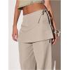 imageMakeMeChic Womens Wide Leg Pants Low Waist Trousers with Tie Side SkirtBeige