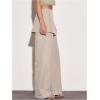 imageMakeMeChic Womens Wide Leg Pants Low Waist Trousers with Tie Side SkirtBeige