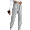 imageMakeMeChic Womens Elastic Waisted Plain Sweatpants Tapered Athletic Jogger PantsLight Grey