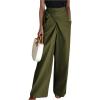 imageMakeMeChic Womens Fall Pants Wrap Tie Side Ruched Straight Leg Elegant TrousersArmy Green