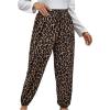 imageMakeMeChic Womens Plus Size Leopard Print Carrot Trousers Elastic Waist Drawstring Jogger PantsMulticolor