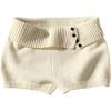 imageMakeMeChic Womens Summer Fold Over Mini Shorts Elastic Waist Button Front Knitted ShortsWhite