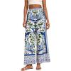 imageMakeMeChic Womens Tropical Boho Print Wide Leg Palazzo Pants High Waist Drawstring Baggy TrousersMulticolor