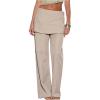 imageMakeMeChic Womens Wide Leg Pants Low Waist Trousers with Tie Side SkirtBeige