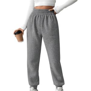 imageMakeMeChic Womens Elastic Waisted Plain Sweatpants Tapered Athletic Jogger PantsDark Grey