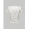 imageMakeMeChic Womens Floral Textured Scoop Neck Short Sleeve Tee Shirt Summer Y2K Crop TopsWhite