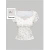 imageMakeMeChic Womens Floral Textured Scoop Neck Short Sleeve Tee Shirt Summer Y2K Crop TopsWhite