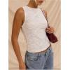 imageMakeMeChic Womens Summer Mesh Top Textured Sleeveless Going Out Tank TopsWhite
