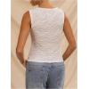 imageMakeMeChic Womens Summer Mesh Top Textured Sleeveless Going Out Tank TopsWhite