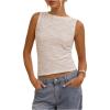 imageMakeMeChic Womens Summer Mesh Top Textured Sleeveless Going Out Tank TopsWhite